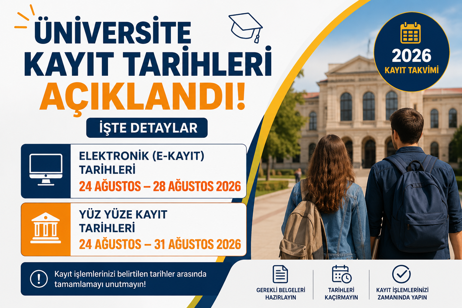 Üniversite Kayıt Tarihleri Açıklandı! 2026 Üniversite Kayıt Takvimi ve E-Kayıt Detaylar